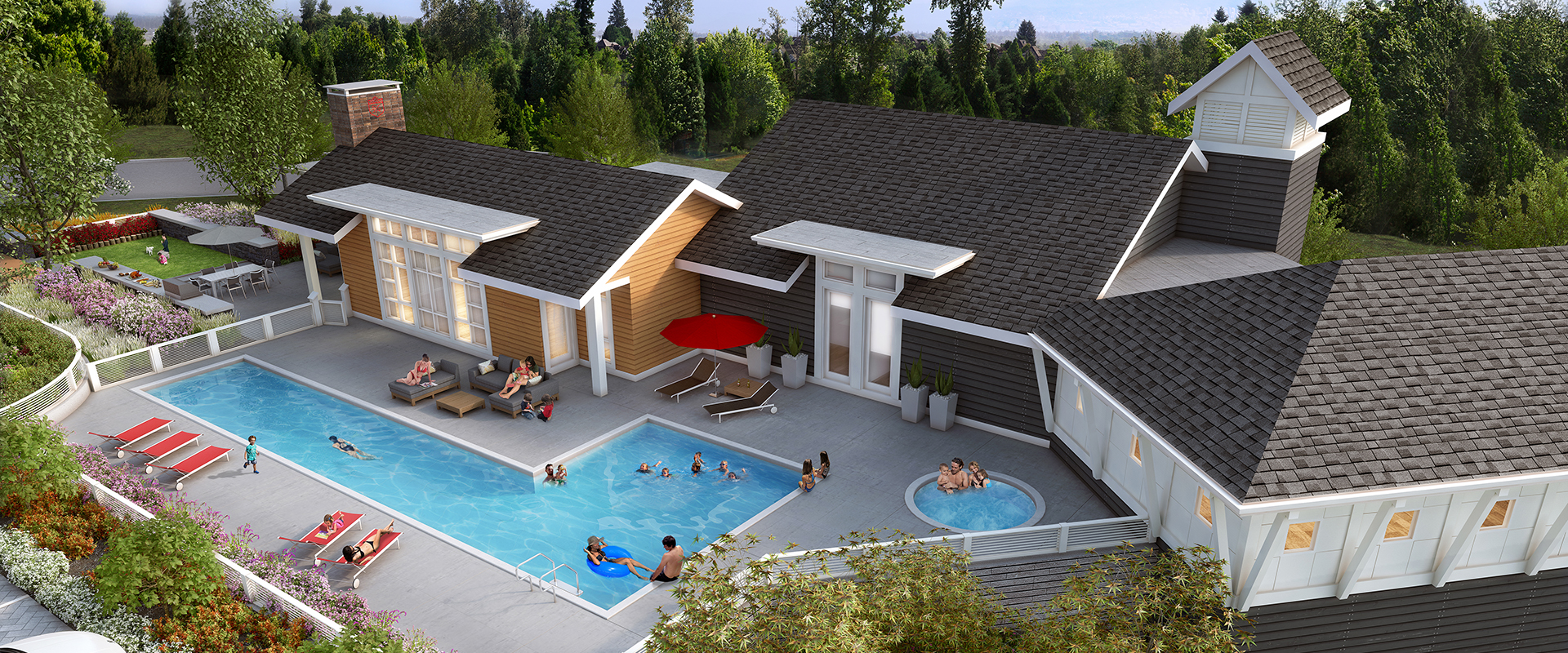 This relaxing clubhouse could be yours to enjoy at South Surrey townhomes South Ridge Club